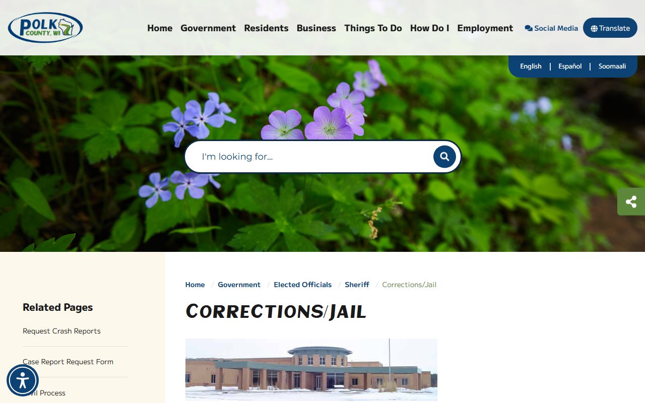 Polk County Jail corrections page for inmate roster and jail records